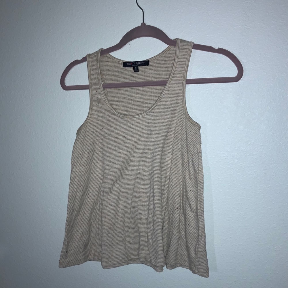 Tan and white stripe tank top